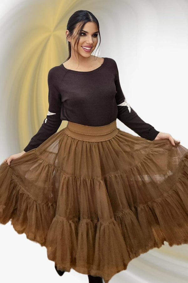 Falda Tul Marrón