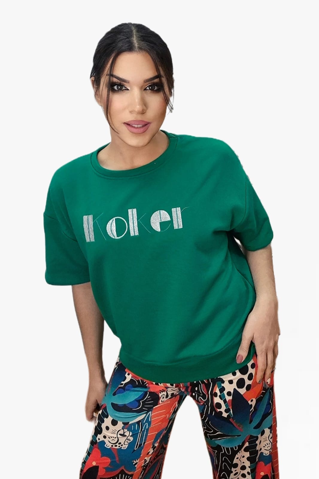 Camiseta Koker Bordado Turquesa