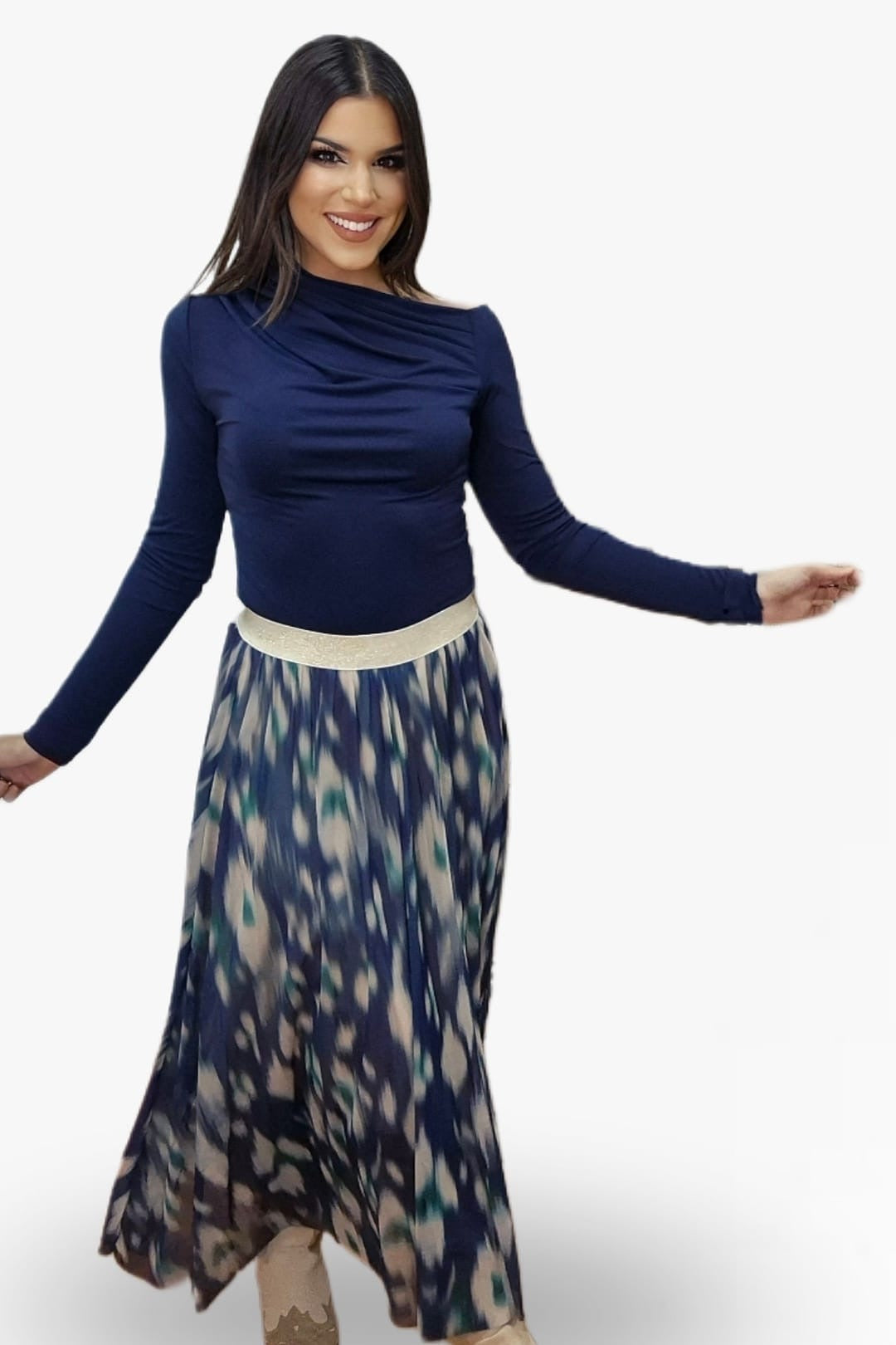 Falda Print Difuminado Azul