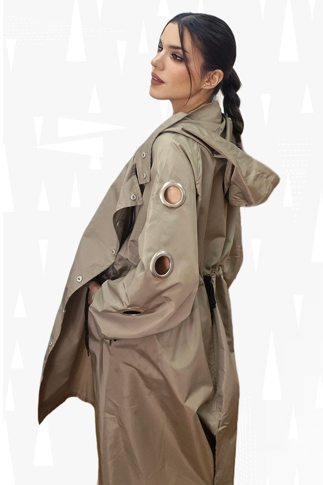 Gabardina Argollas Marrón