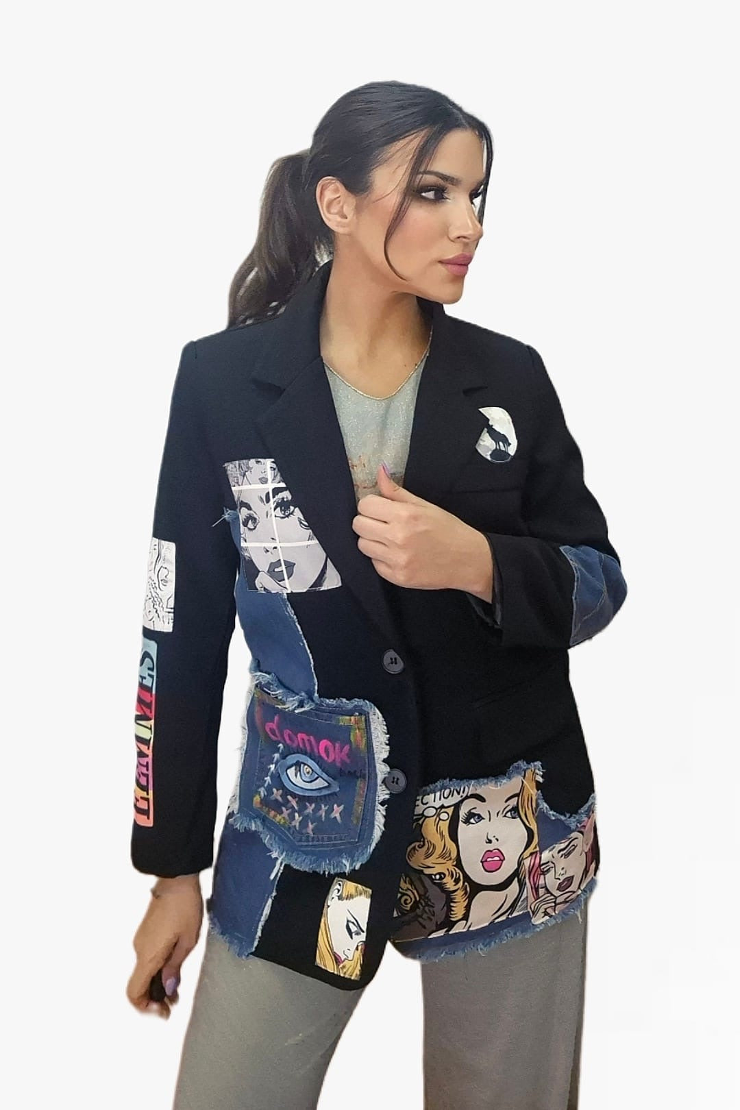 Blazer Parches Comic Negra