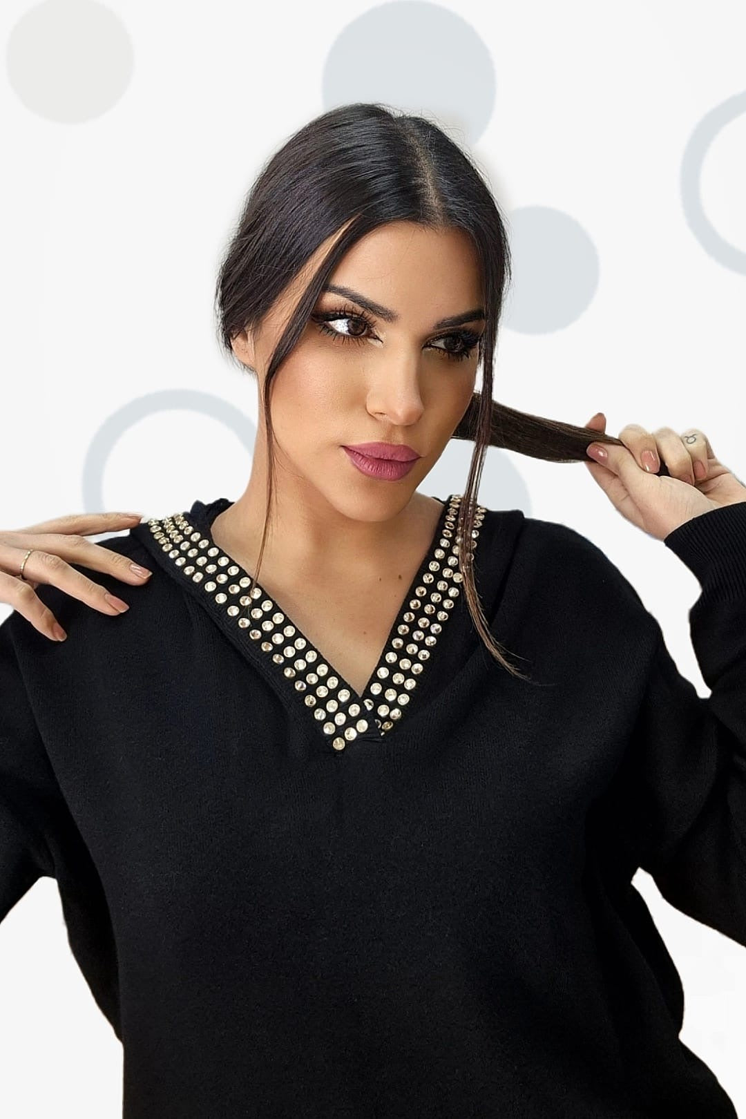 Jersey Capucha Tachuelas Negro