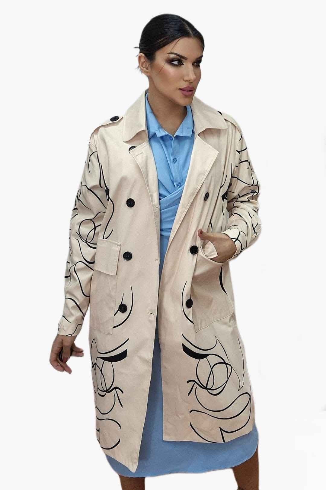 Abrigo Lineas Rostro Beige