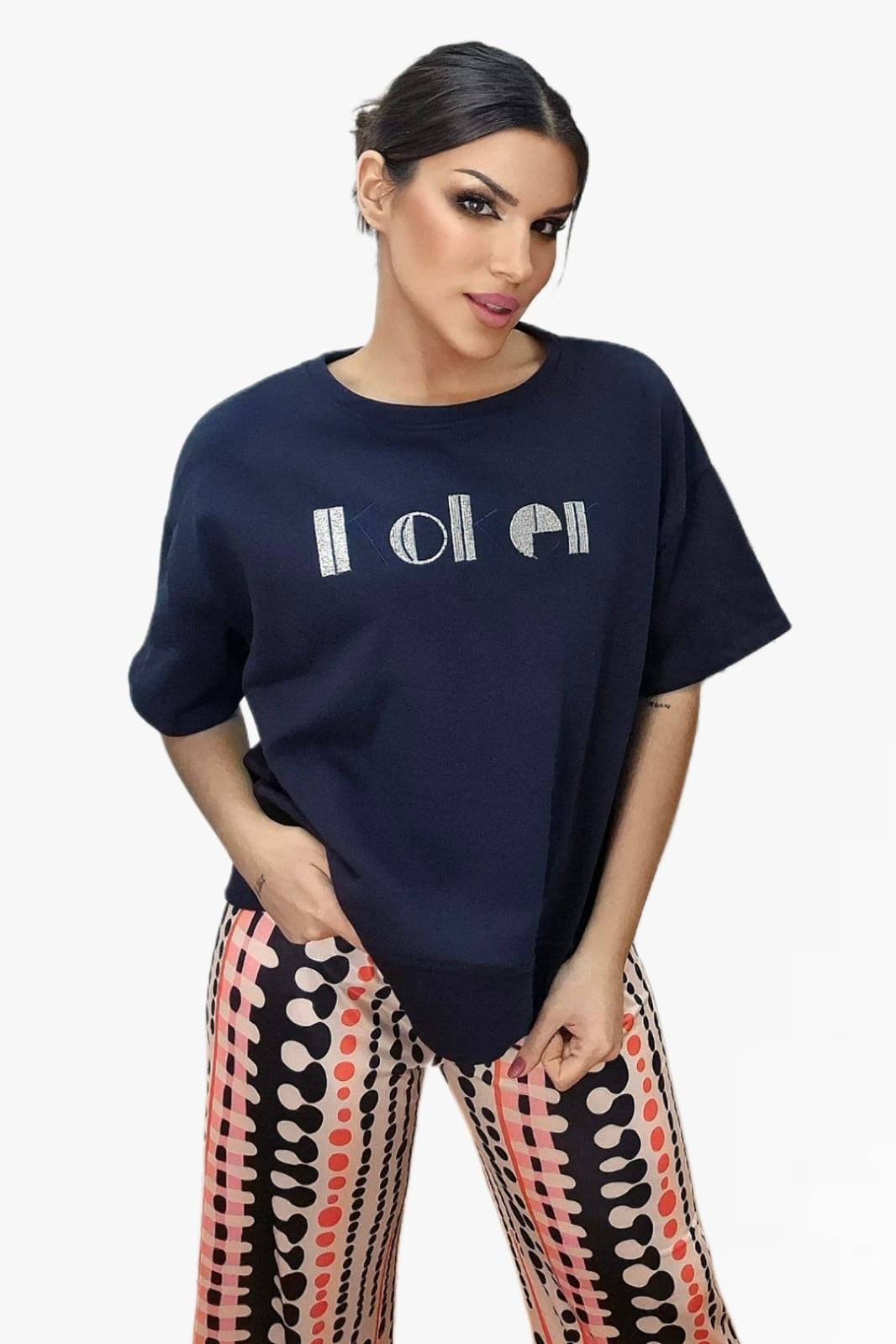 Camiseta Koker Bordado Azul Marino