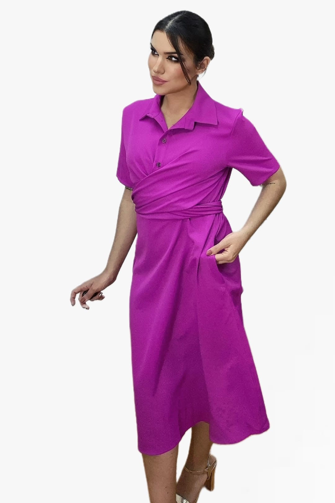 Vestido Escote Cruzado Malva