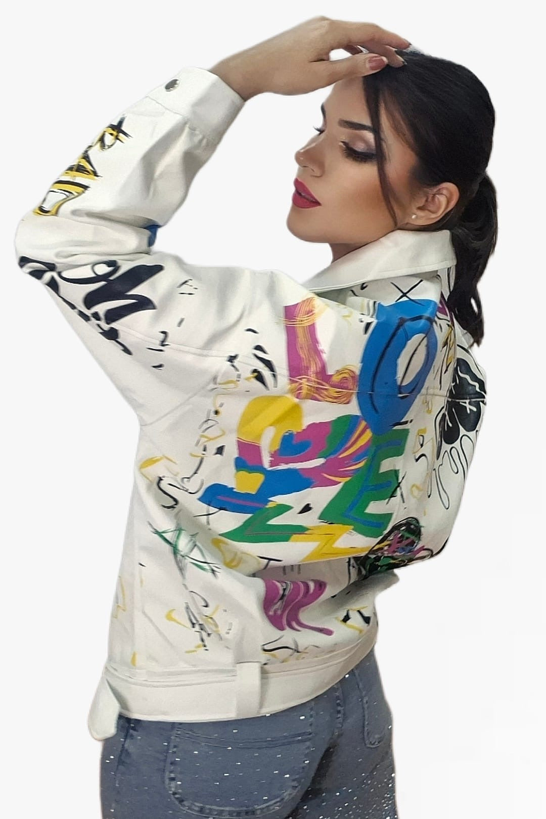 Biker Oversize Graffity Blanca