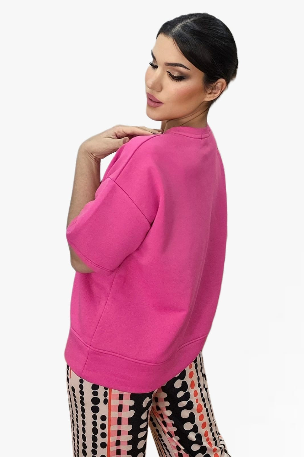 Camiseta Koker Bordado Fucsia