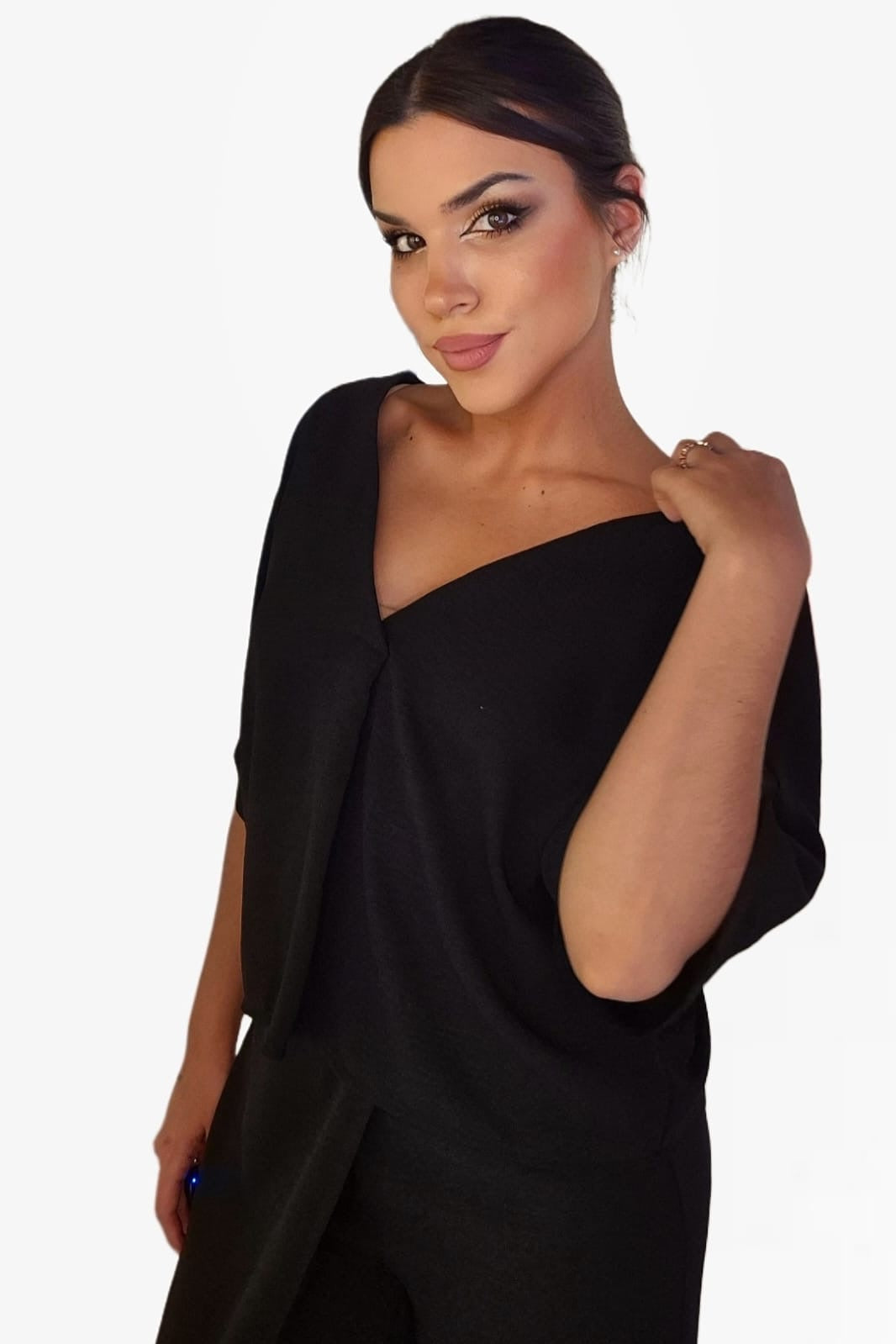 Camisa Escote Fluida Negra
