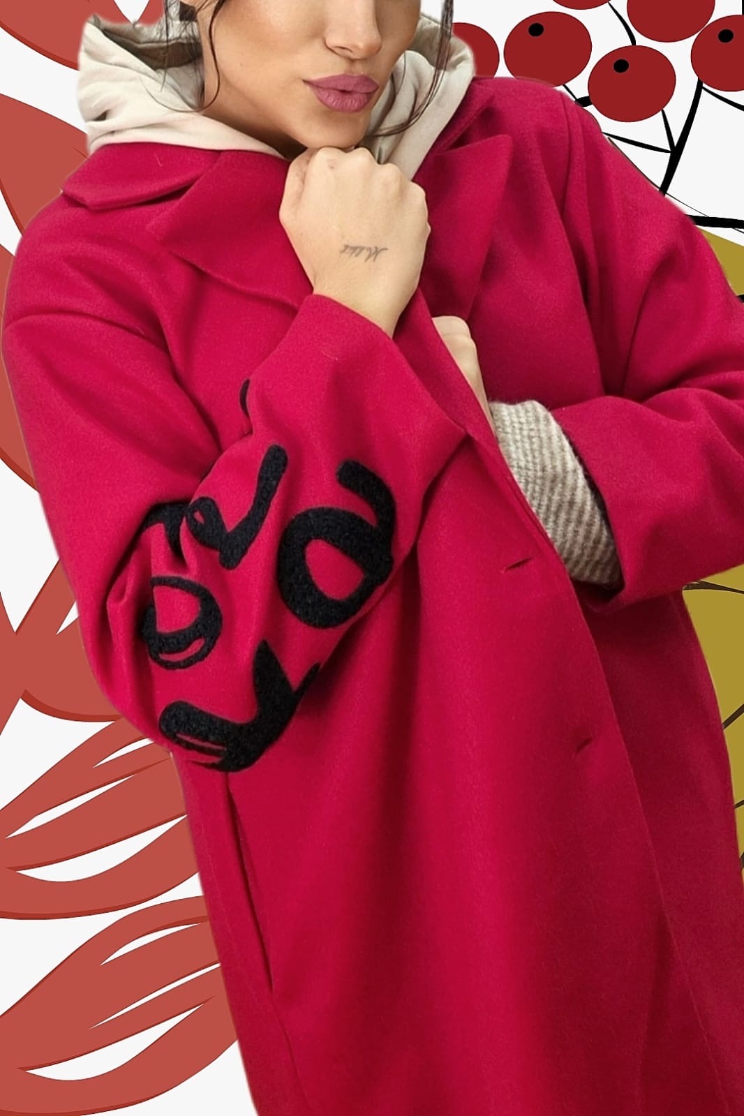 Abrigo Koker Capucha Rojo