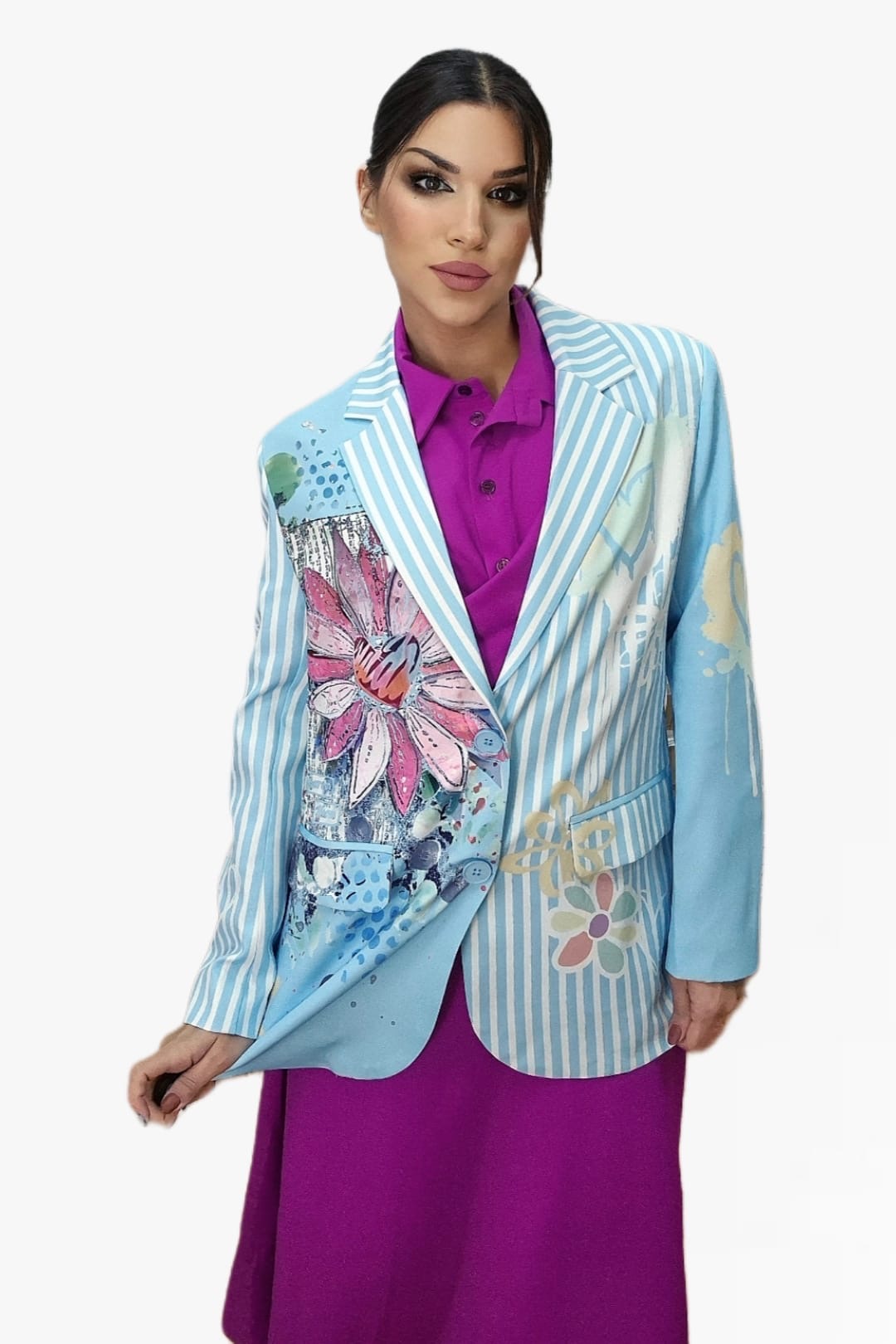 Blazer Corazon Rayada Azul