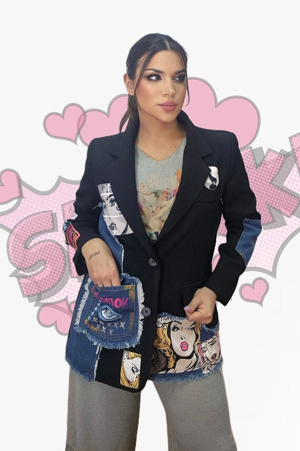 Blazer Parches Comic Negra