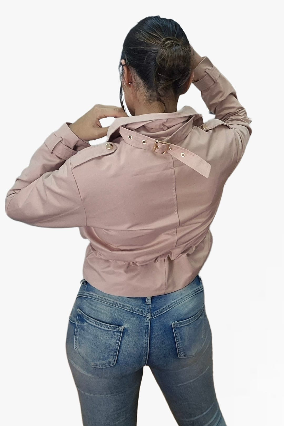 Chubasquero Corto Bolsillos Rosa