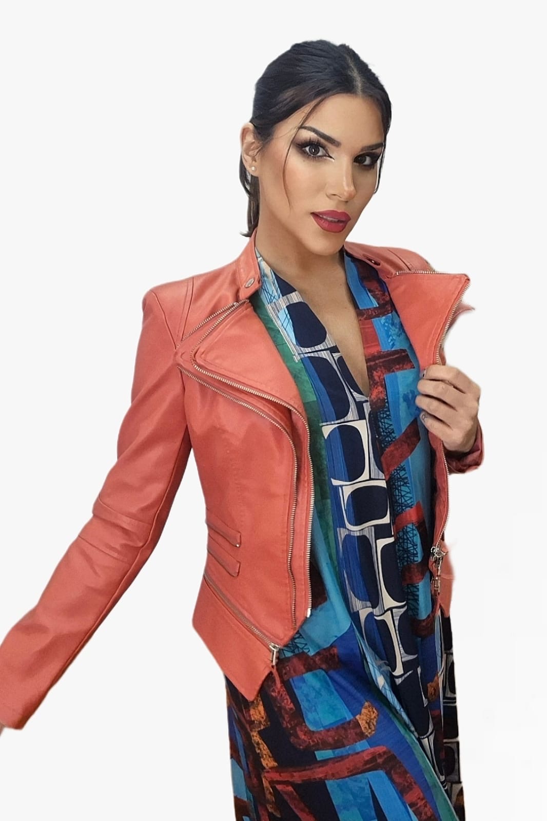 Biker Cremalleras Solapas Naranja