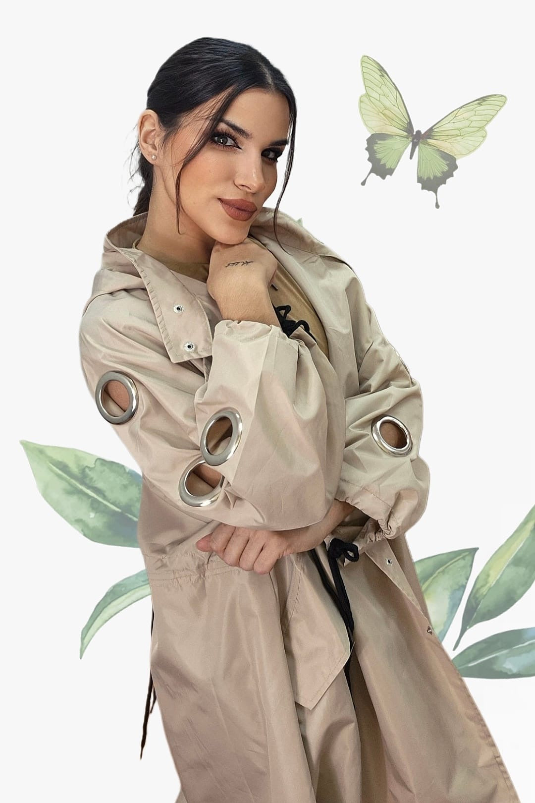 Gabardina Argollas Beige