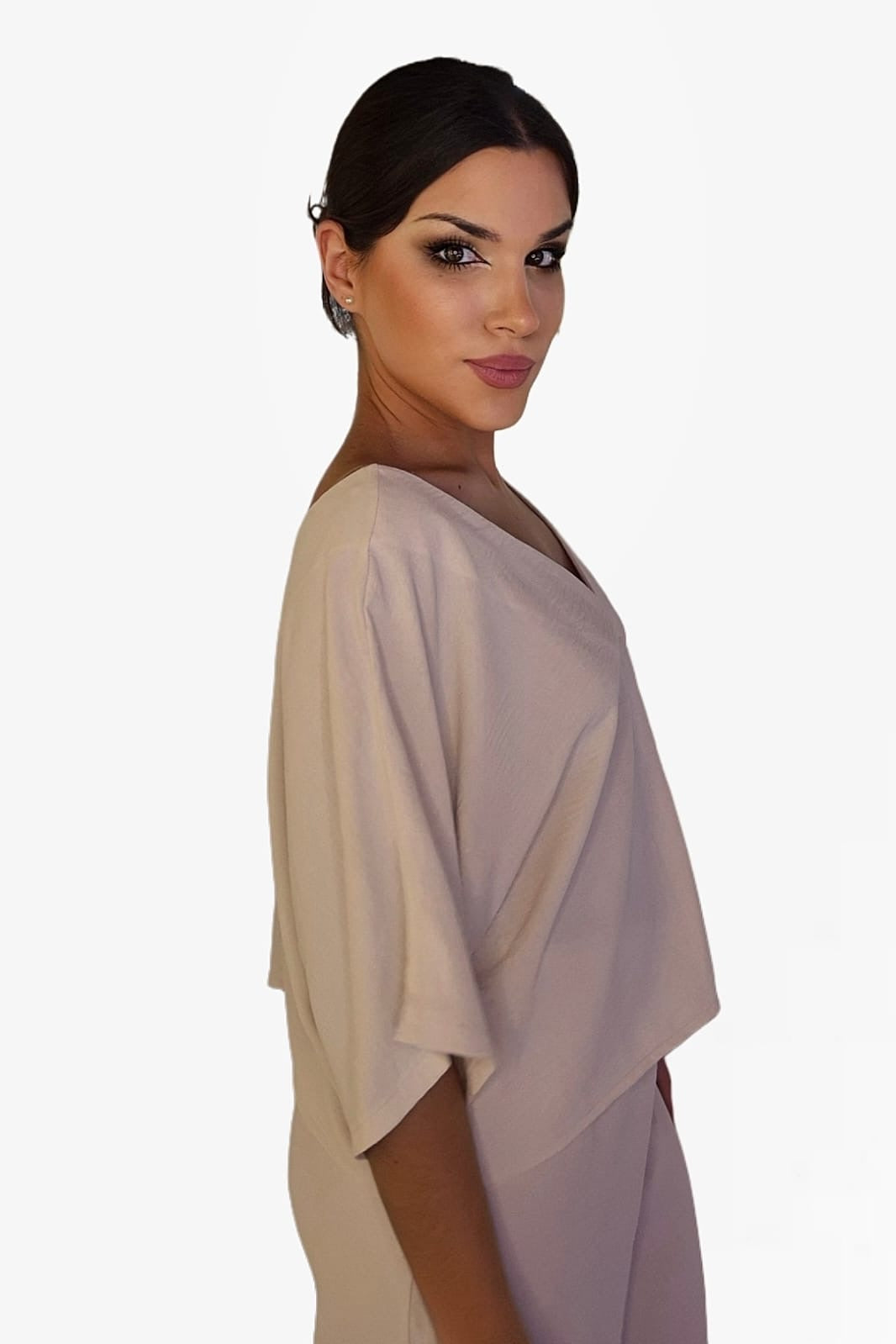 Camisa Escote Fluida Beige