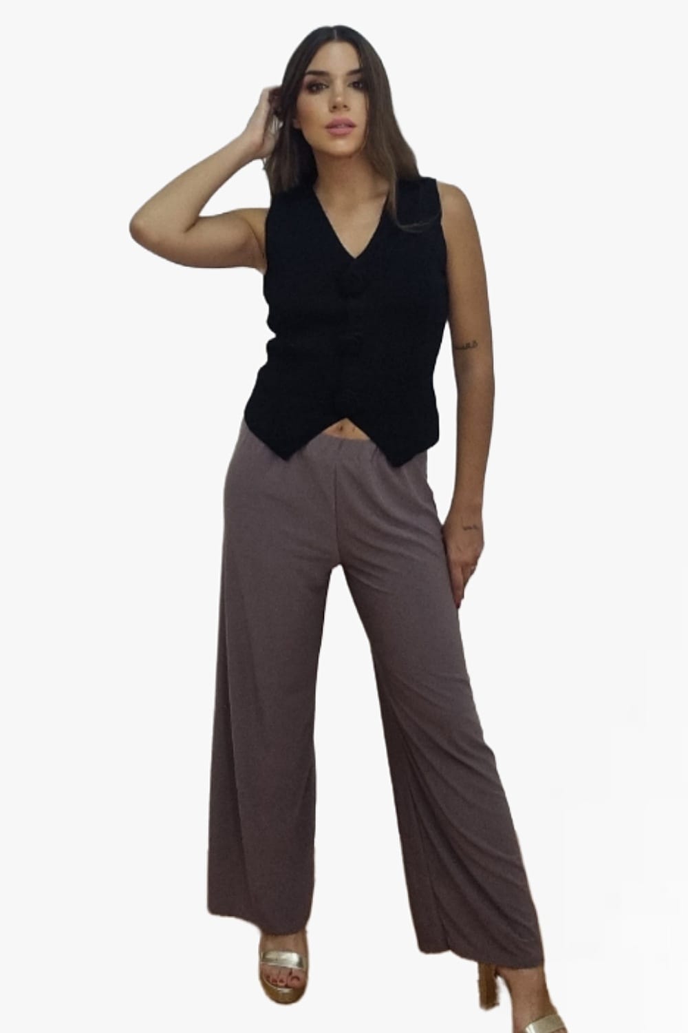 Pantalon Licra Liso Marron