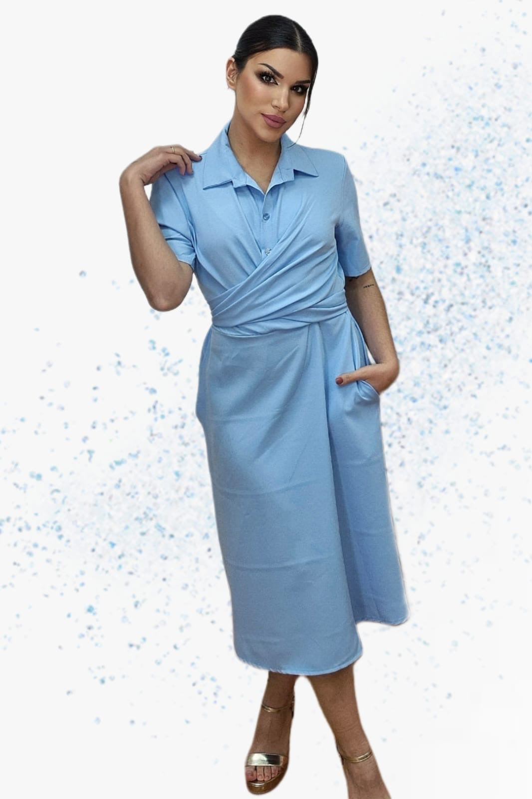 Vestido Escote Cruzado Azul
