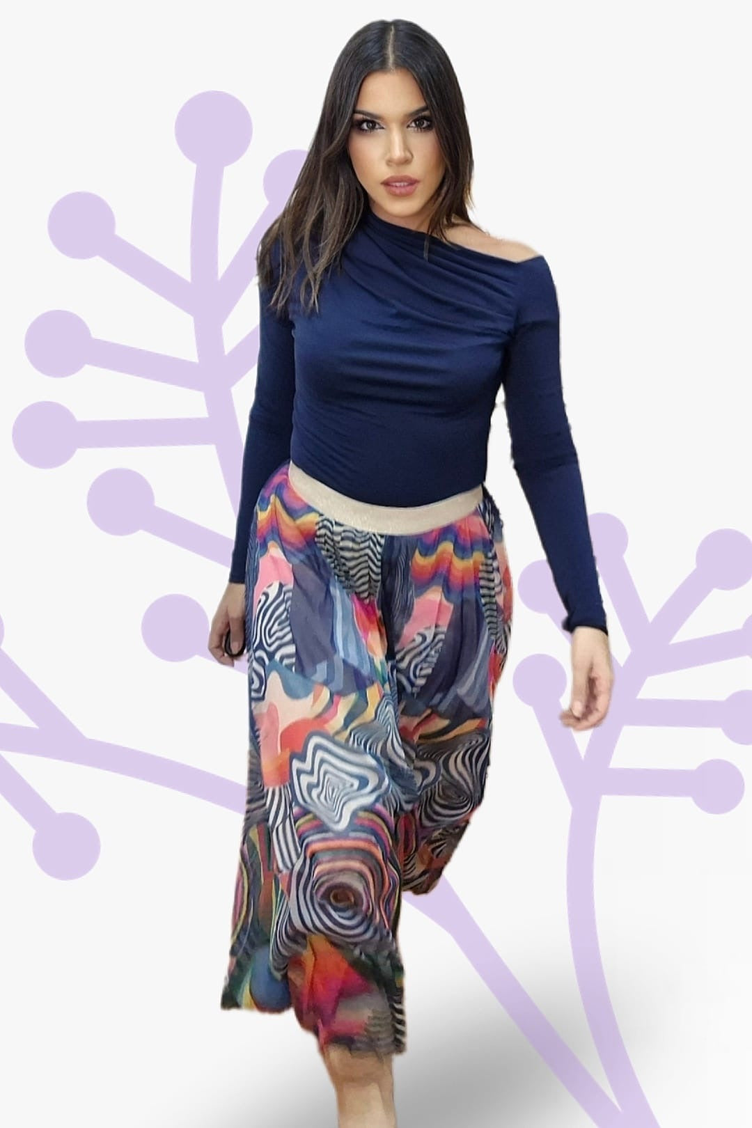 Falda Tul Lineas Azul