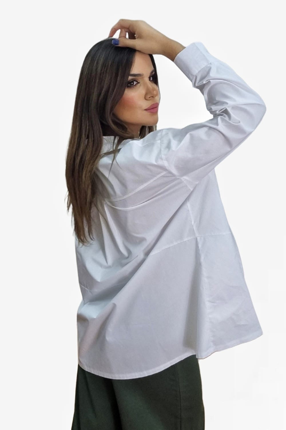 Camisa Irregular Bolsillos Blanca