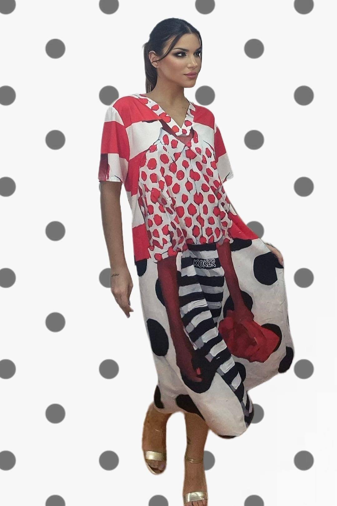 Vestido Topos Lineas