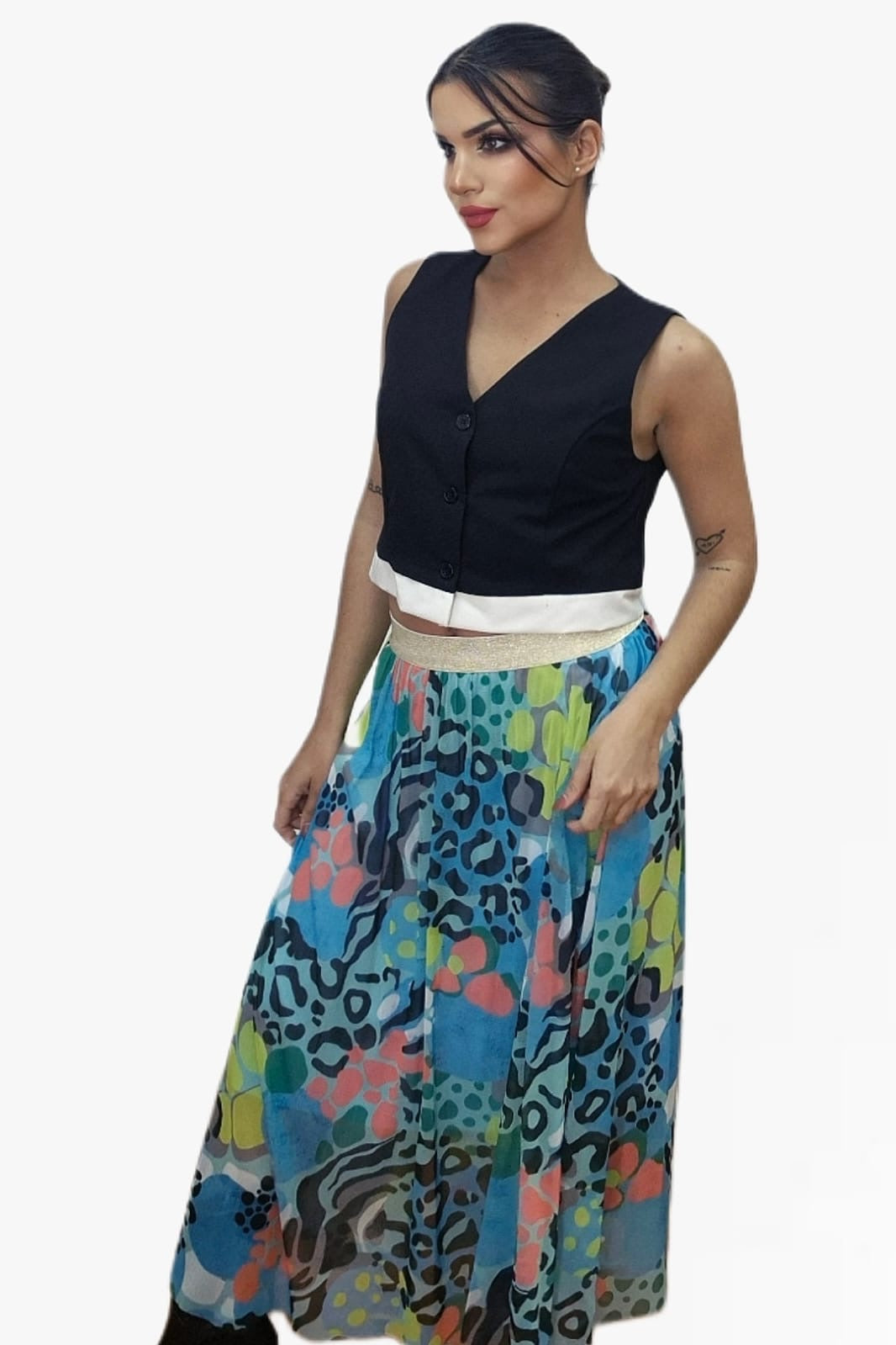 Falda Tul Animal Print Azul