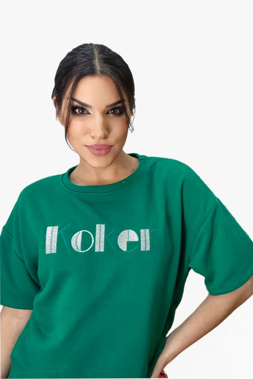 Camiseta Koker Bordado Turquesa