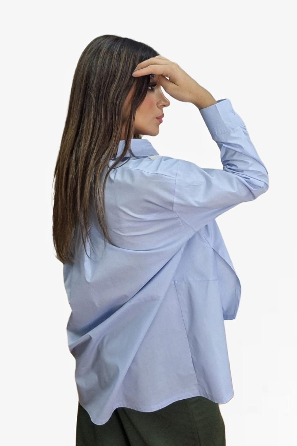 Camisa Irregular Bolsillos Azul