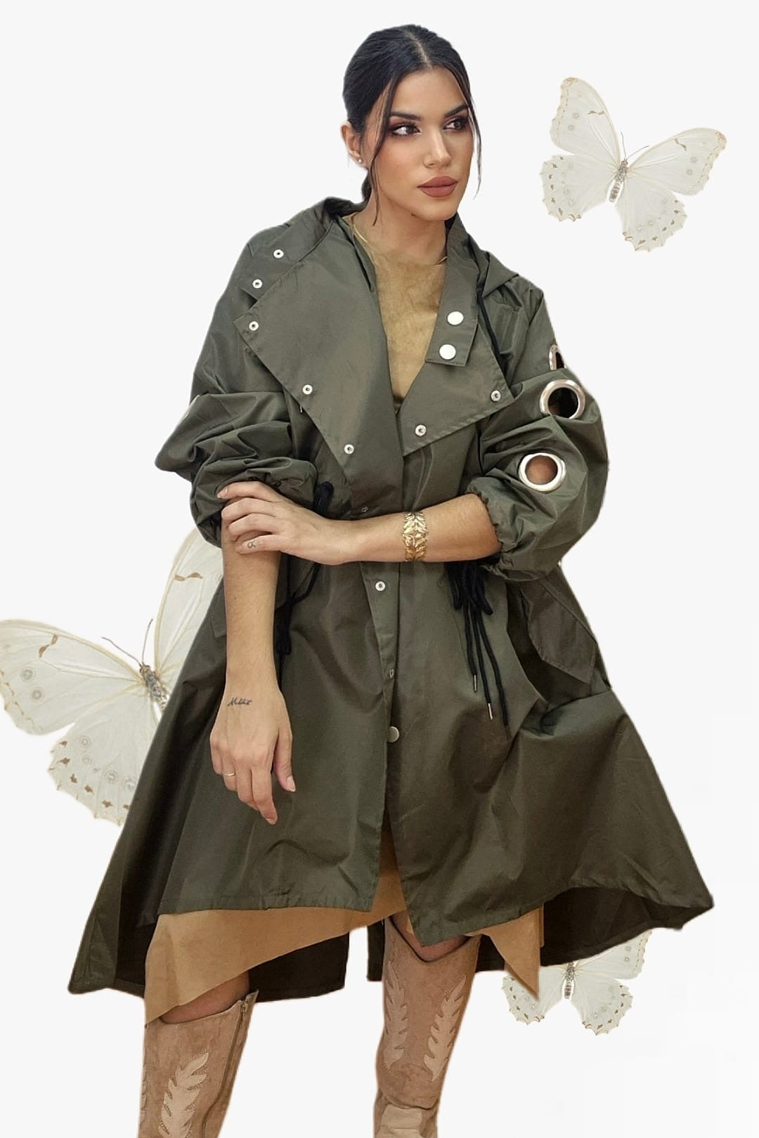 Gabardina Argollas Verde