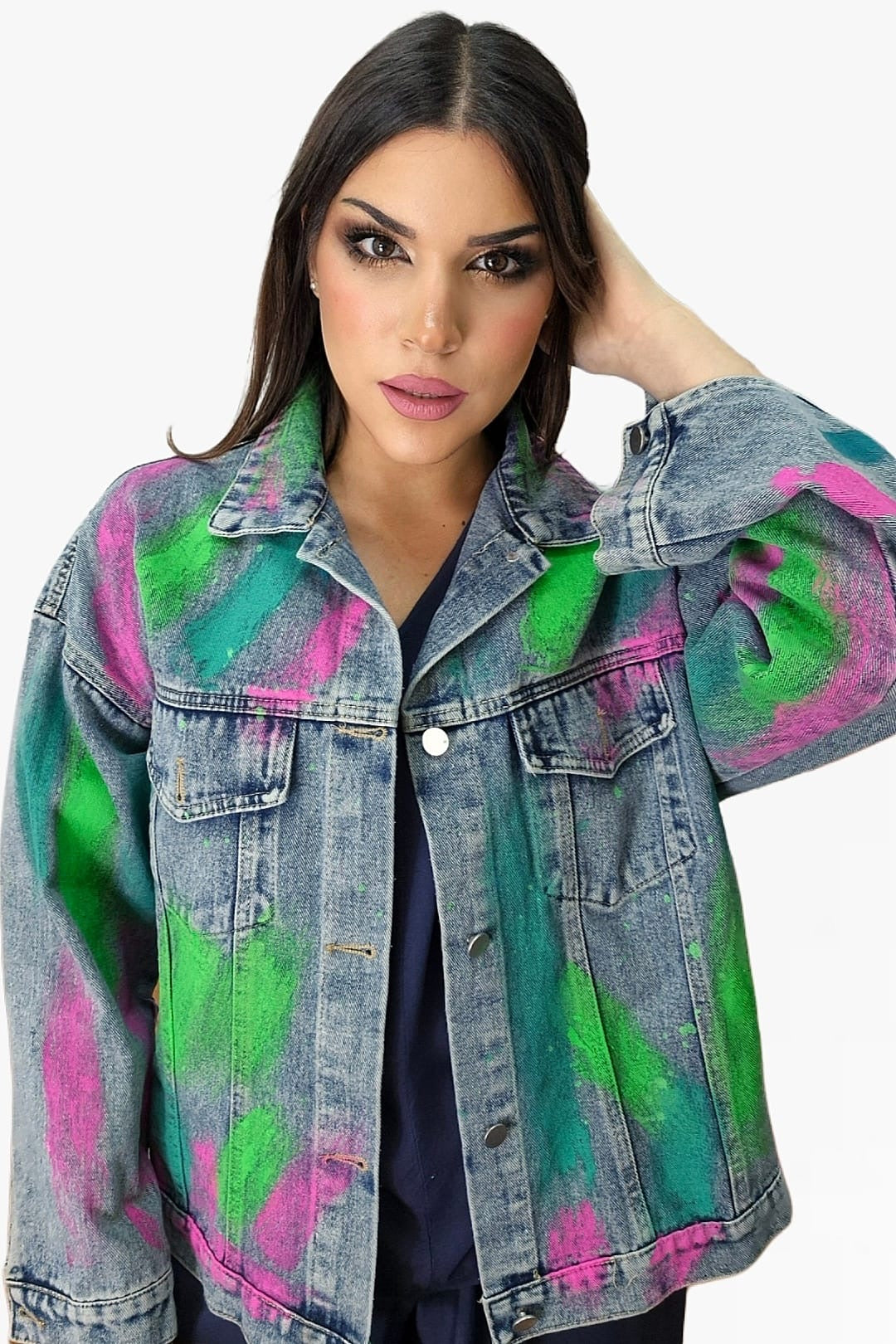 Vaquera Oversize Pintura Flor