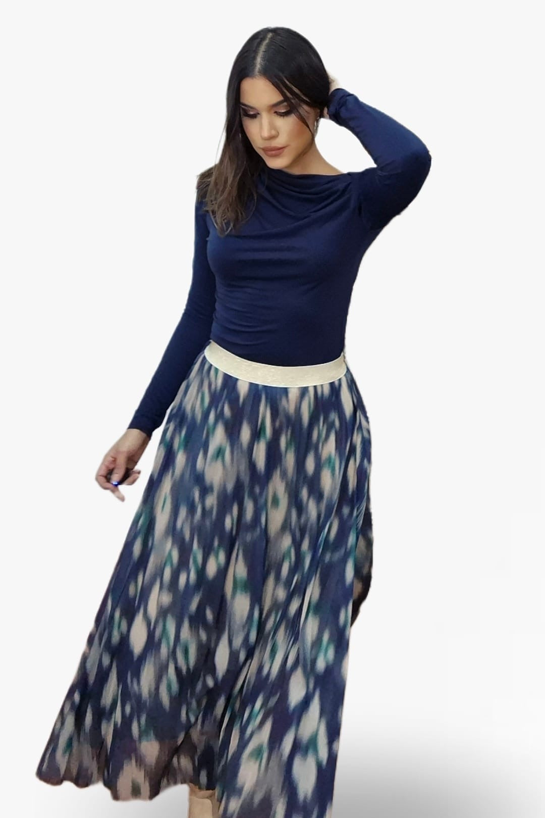 Falda Print Difuminado Azul