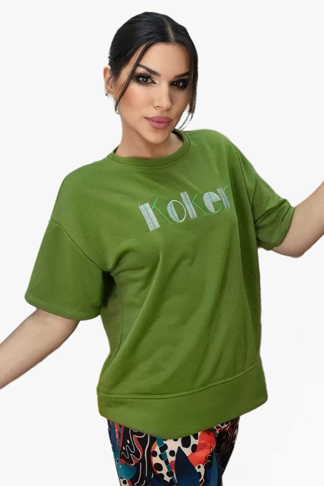 Camiseta Koker Bordado Verde