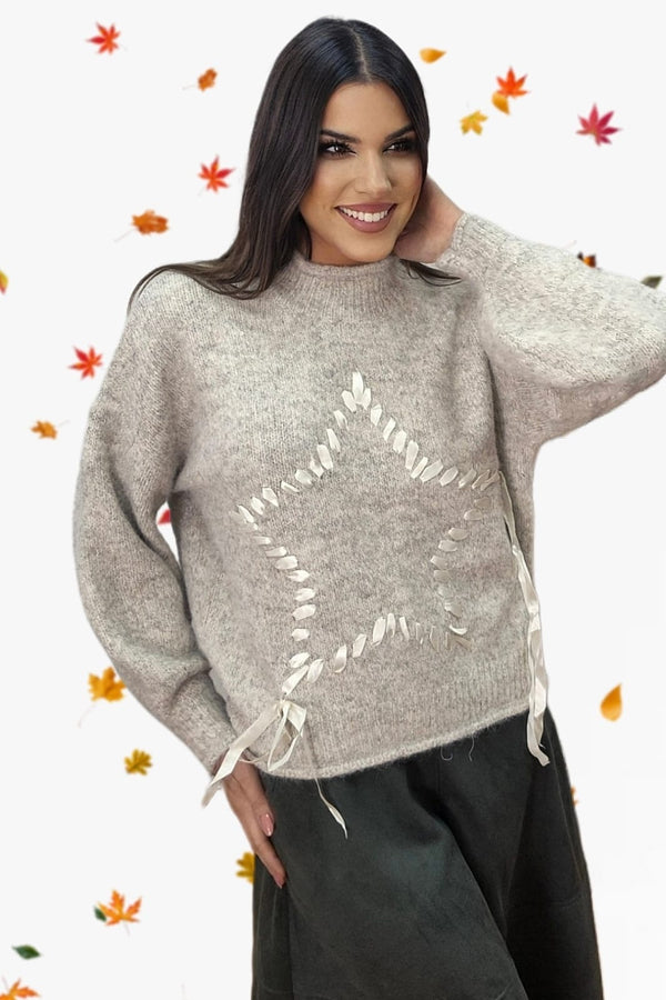 Jersey Estrella Trenzada Beige