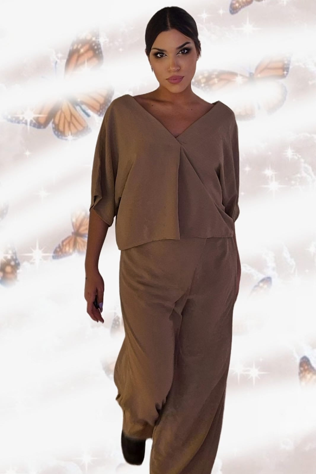 Pantalon Pareo Boton Marrón