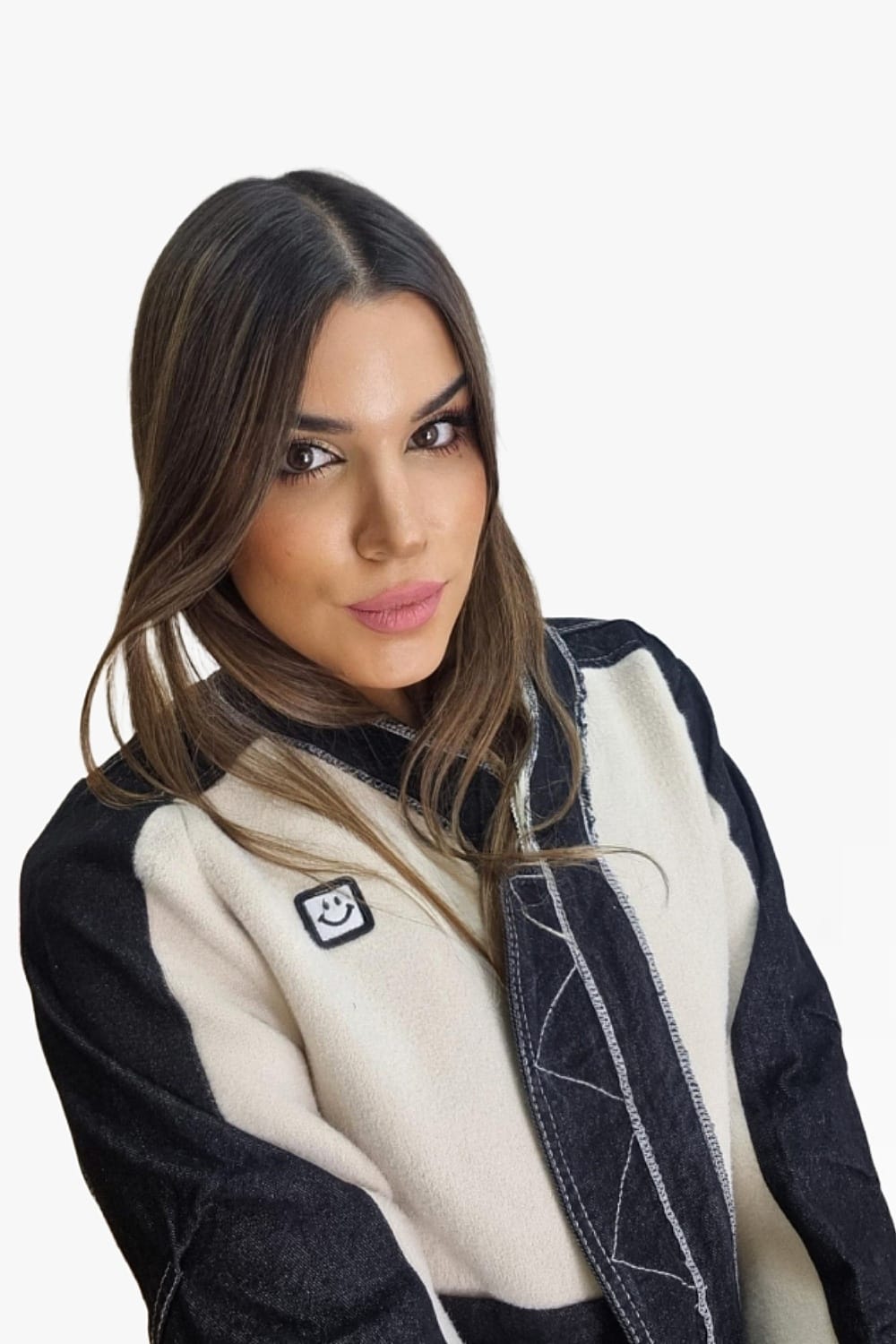 Chaqueta Bomber Combinada Beige