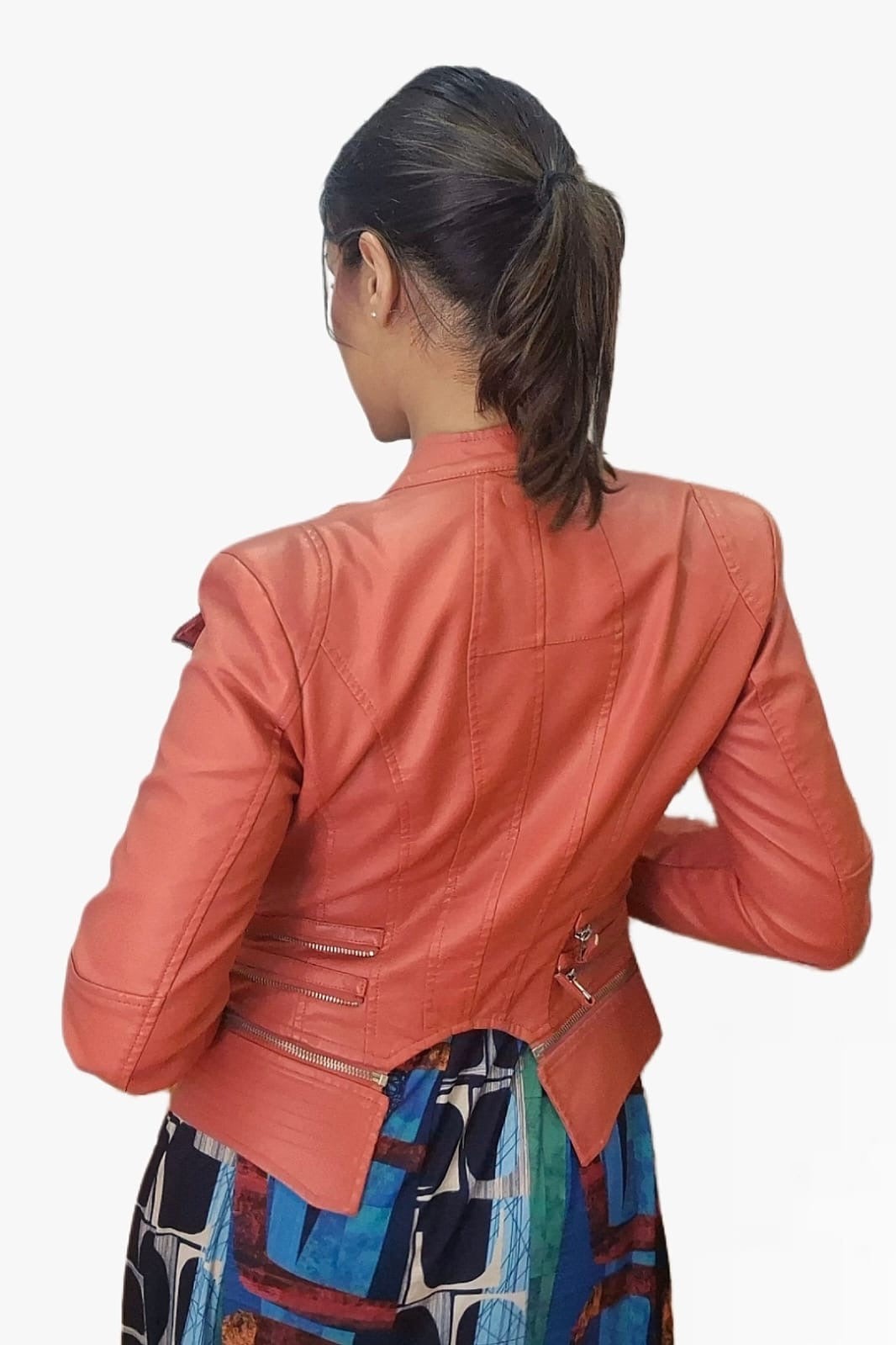 Biker Cremalleras Solapas Naranja