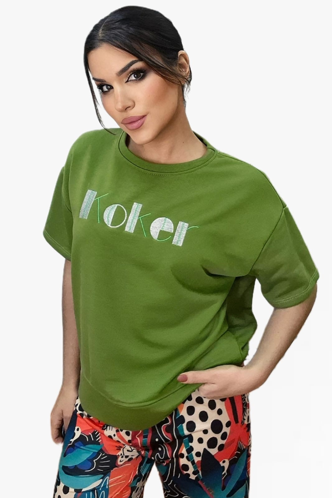 Camiseta Koker Bordado Verde