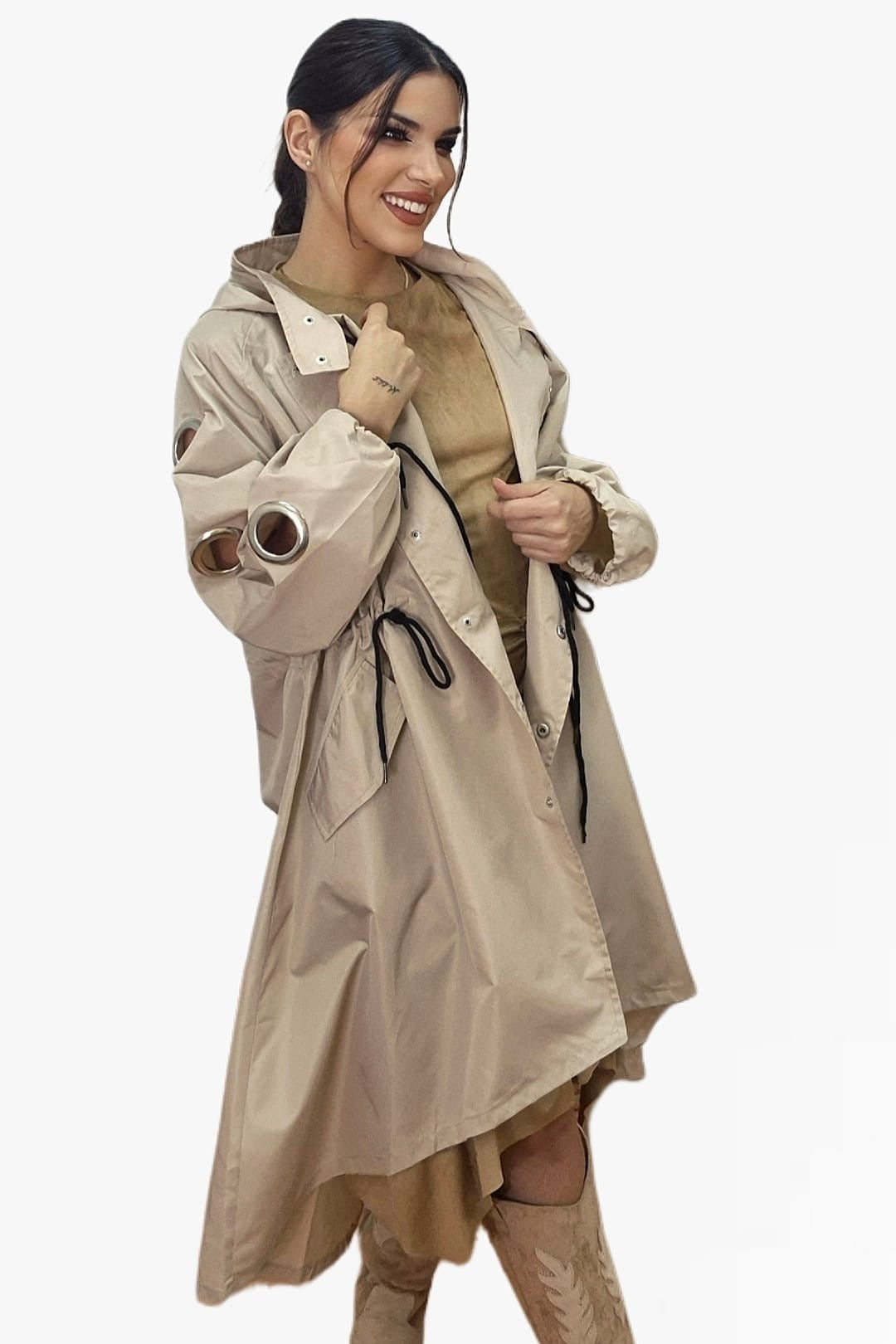 Gabardina Argollas Beige