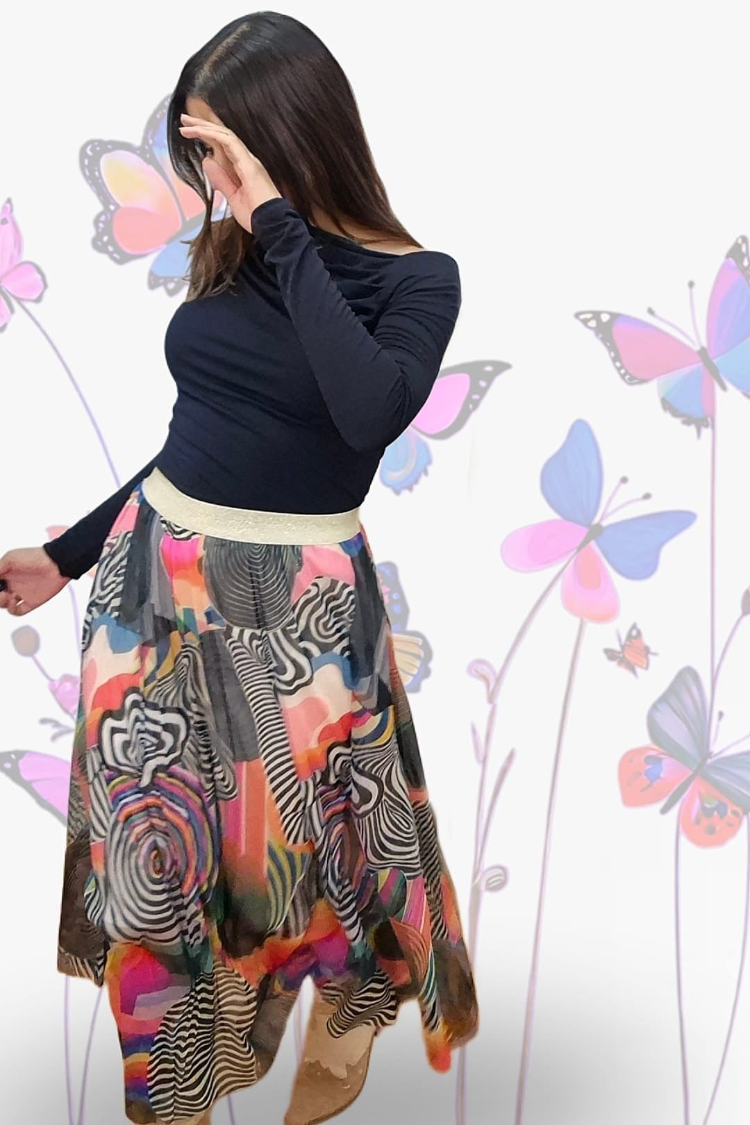 Falda Tul Lineas Negra