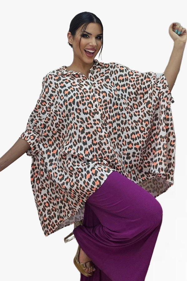 Bluson Oversize Animal Print Naranja