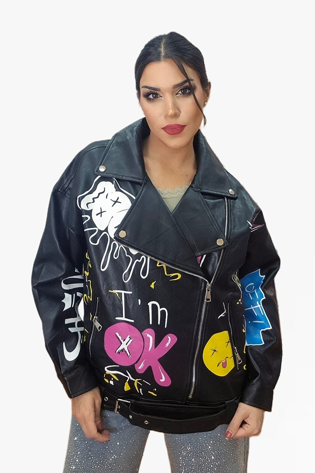 Biker Oversize Graffity Negra