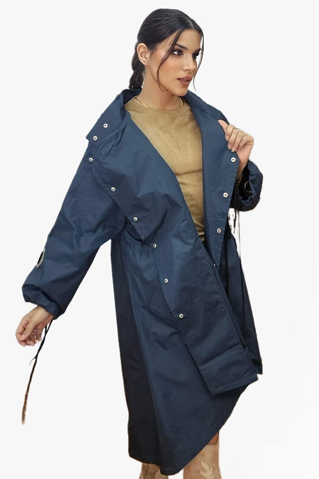 Gabardina Argollas Azul Marino