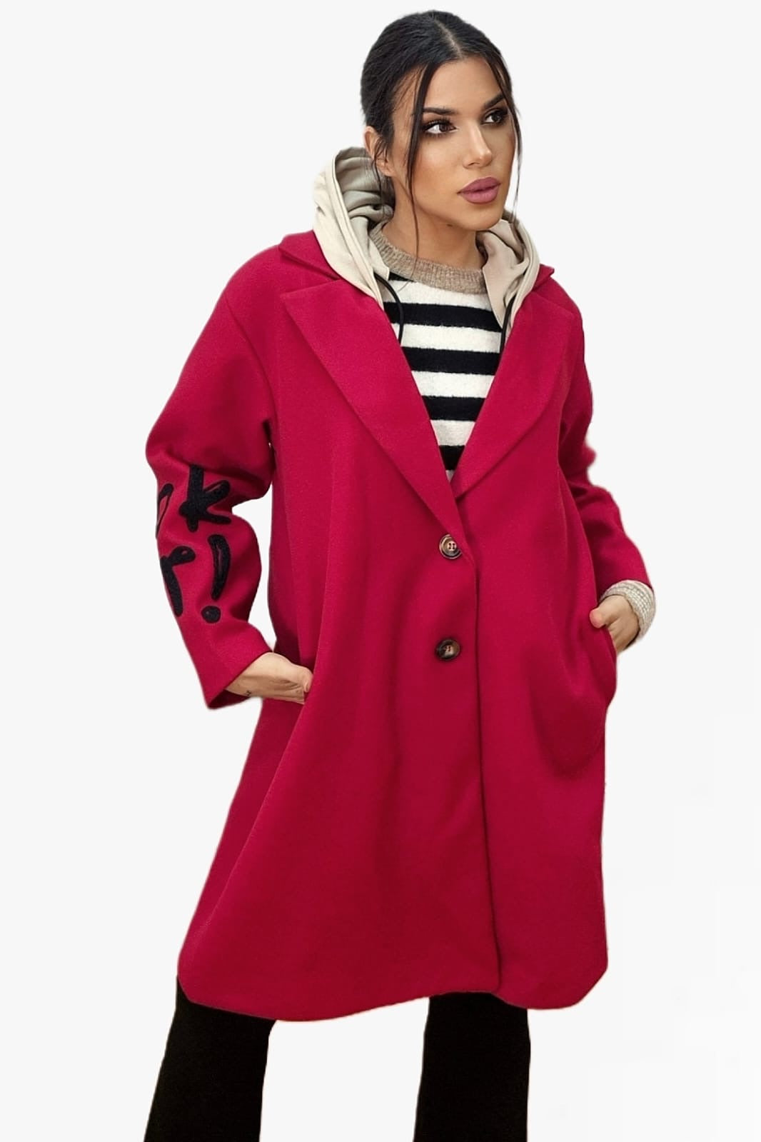 Abrigo Koker Capucha Rojo