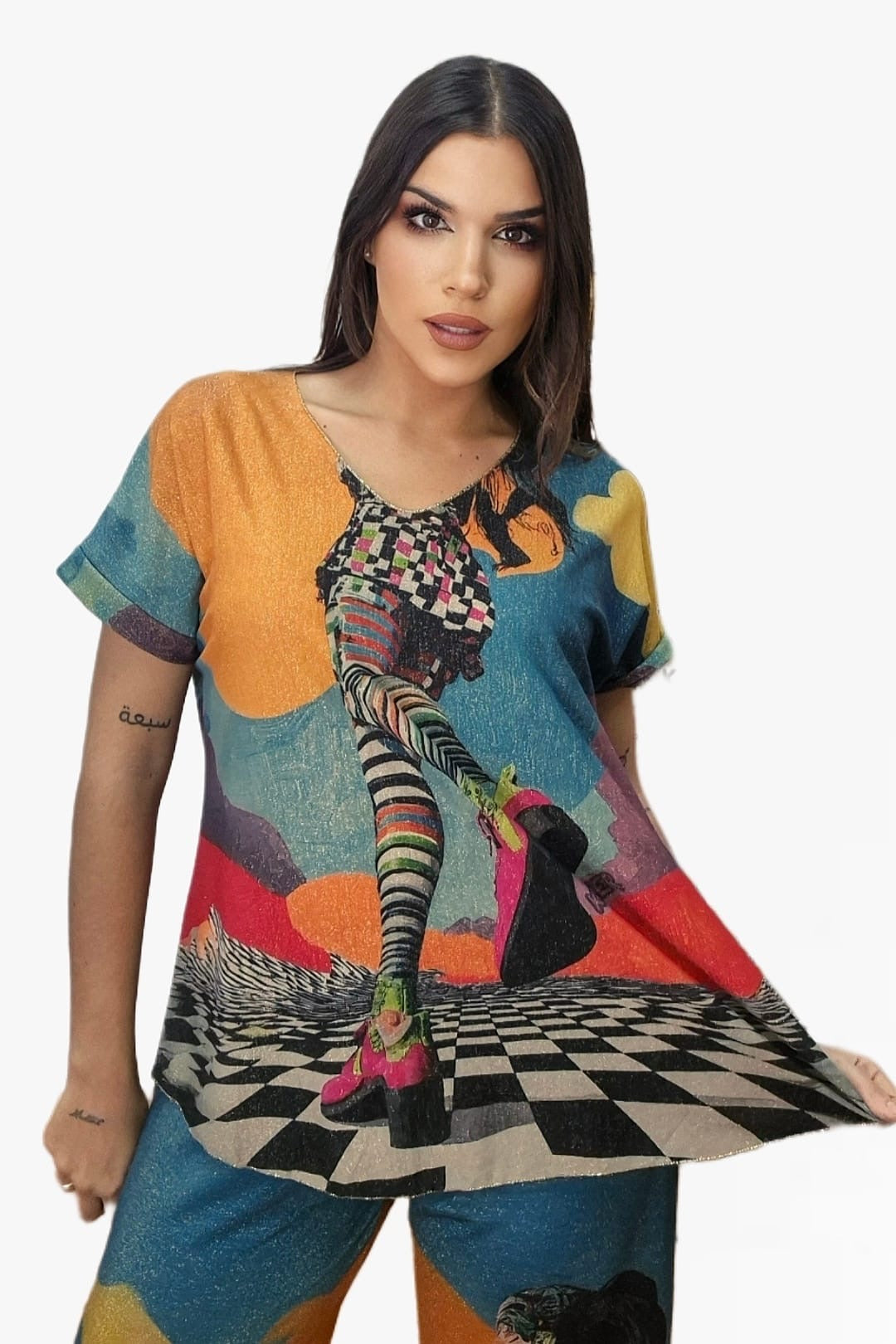 Camiseta Lurex Damero Shoes