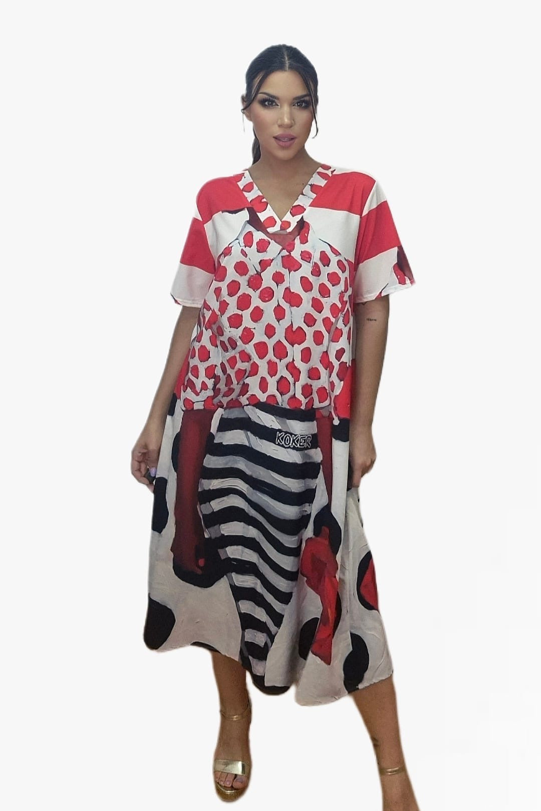 Vestido Topos Lineas
