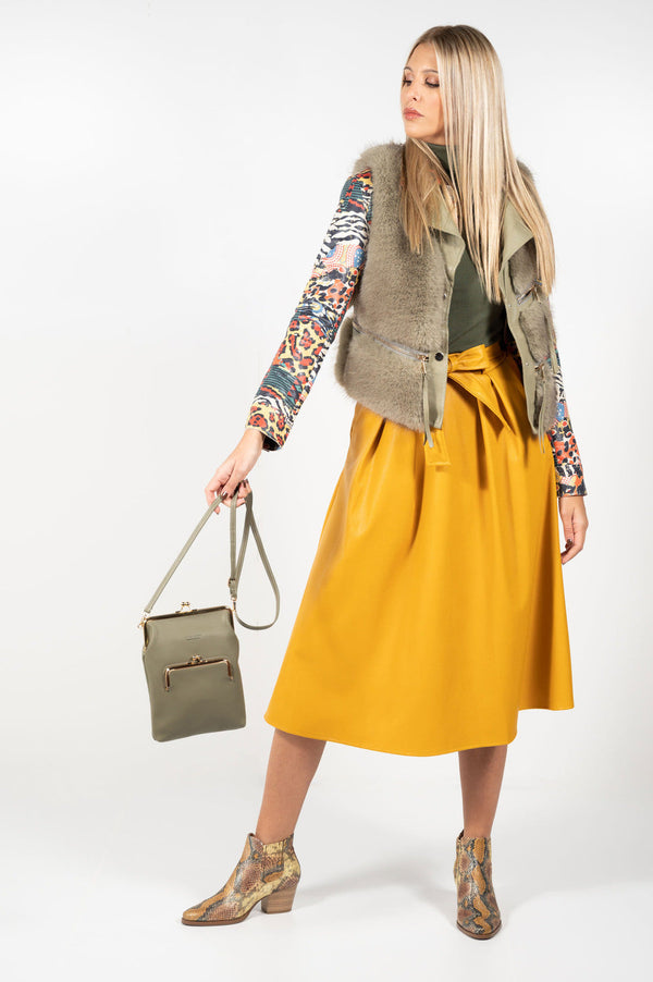 Falda Polipiel Mostaza