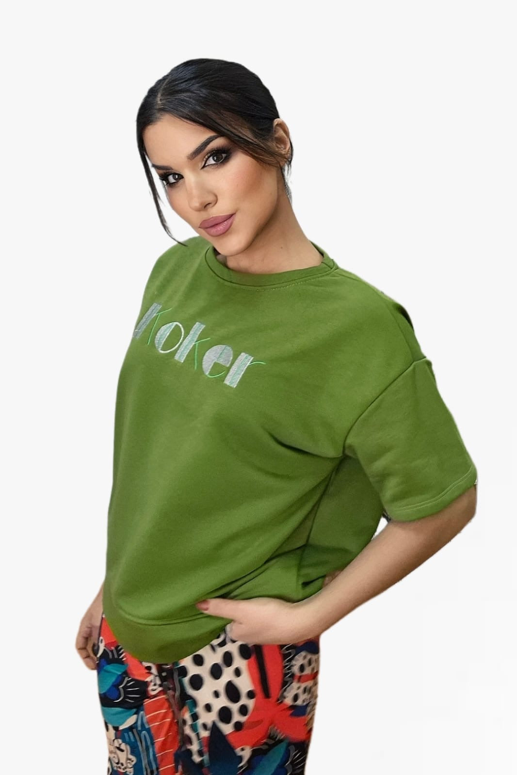 Camiseta Koker Bordado Verde