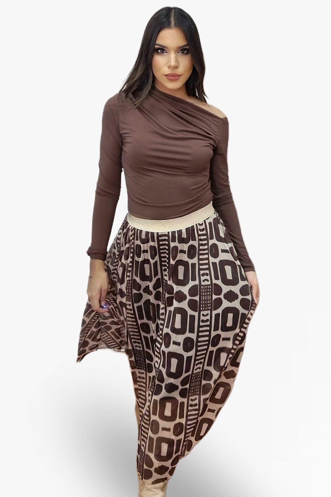 Falda Tul Maya Marrón