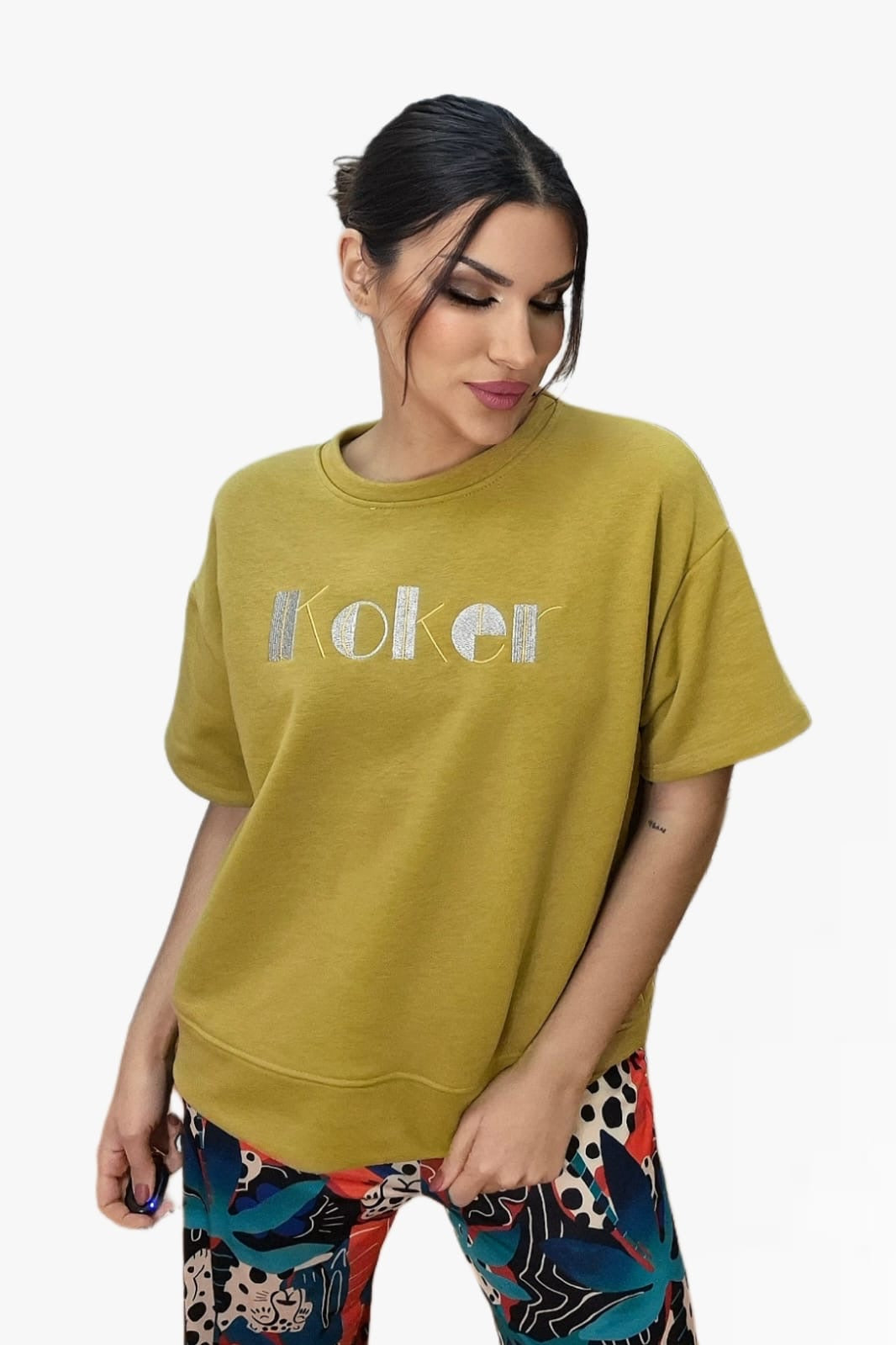 Camiseta Koker Bordado Amarillo