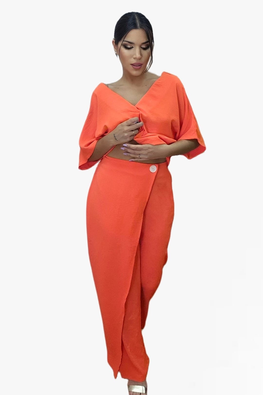 Pantalon Pareo Boton Coral