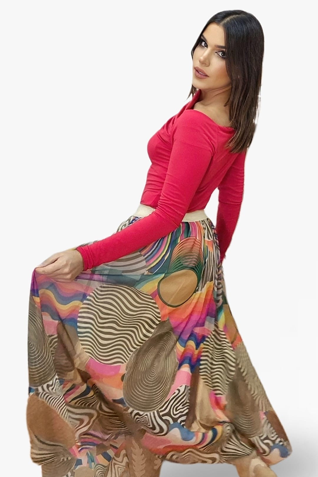 Falda Tul Lineas Verde